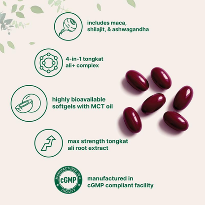 Tongkat Ali+ Maca, Shilajit, & Ashwagandha with MCT Oil